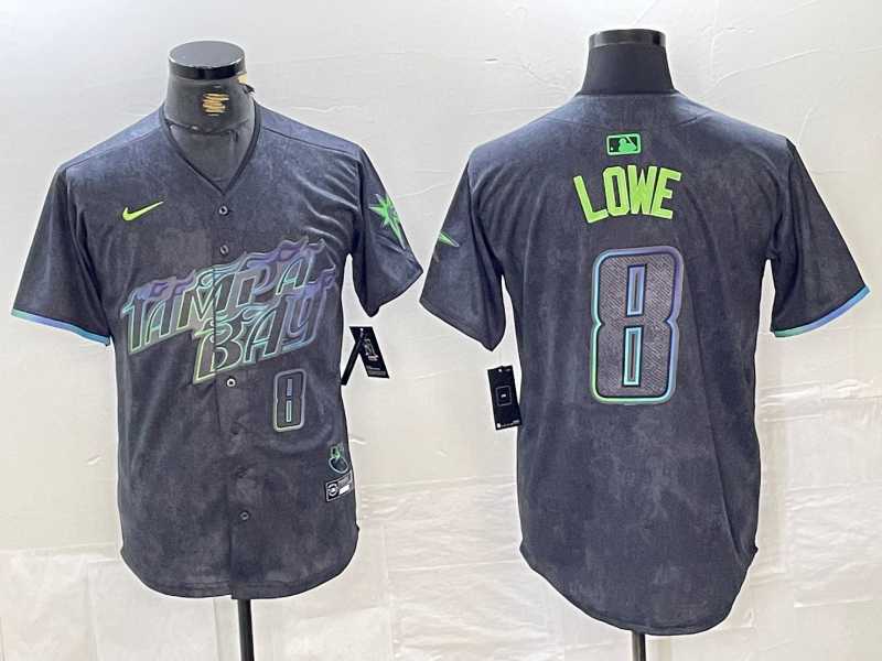 Mens Tampa Bay Rays #8 Brandon Lowe Charcoal 2024 City Connect Player Number Limited Cool Base Jersey